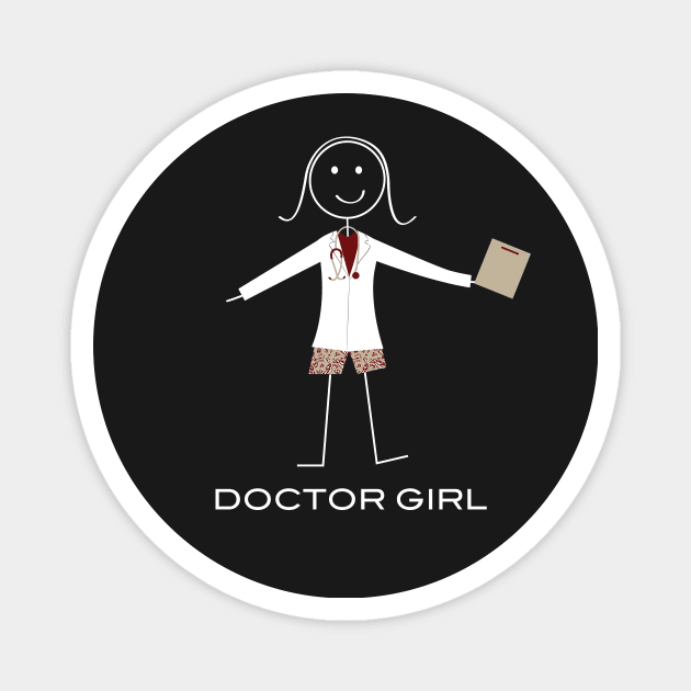 Funny Womens Doctor Girl Illustration Magnet by whyitsme